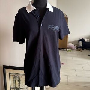 Fendi Roma Men's Navy Polo Shirt sz small (unisex)